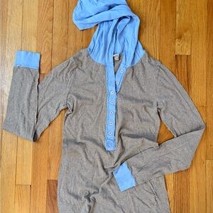 Free People Gray and Blue Long Sleeve Top